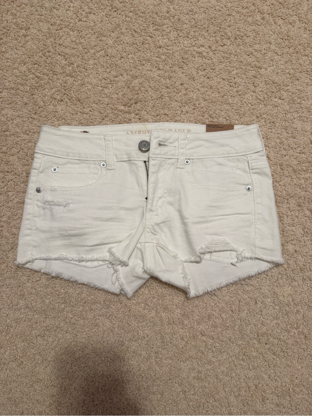 American Eagle Outfitters White Distressed Jean Cutoff Shorts
